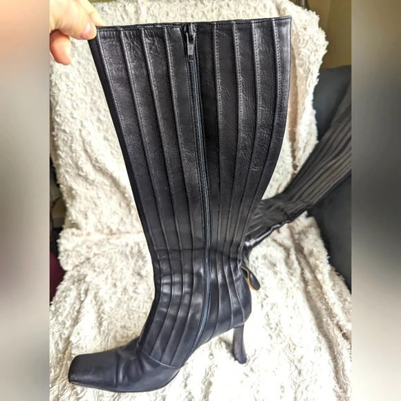 Italian black leather boots sz 9 - Picture 2 of 12